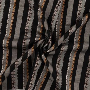 Viskose Schwarz mit Ethno Streifen